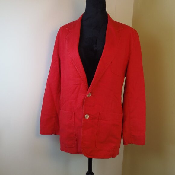 Vintage 80s Liz Wear Petite Red Linen Blend Blazer SZ 4P Office Costumer - Picture 1 of 9